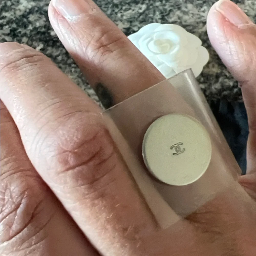 Vintage Chanel Vinyl and Palladium Ring